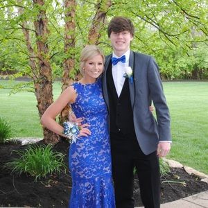 Beautiful Laced & Royal Blue Prom Dress